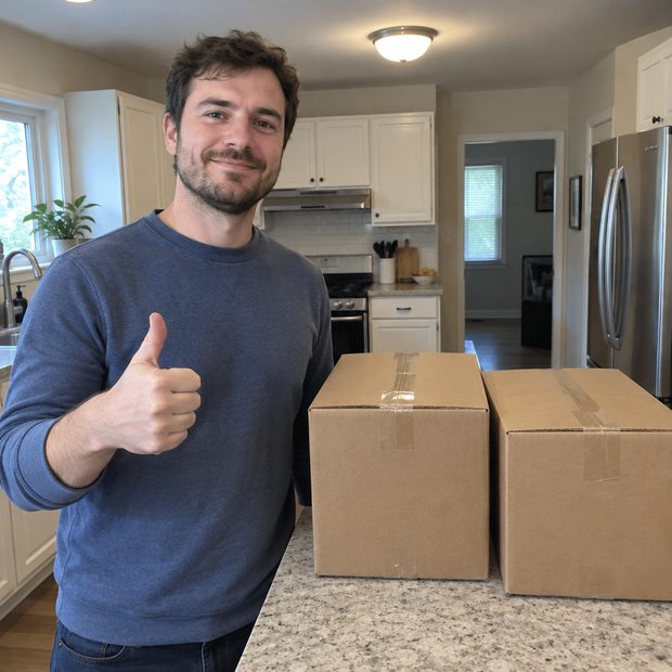 Comprador com duas caixas recebidas